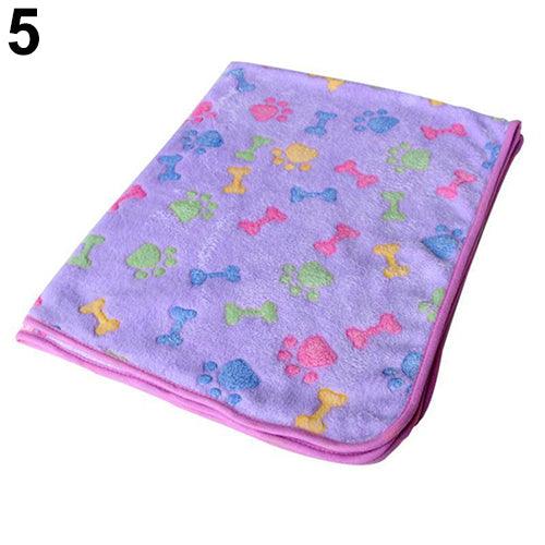 Cozy Paw Print Pet Bed Mat - Soft Fleece Blanket Cushion for Small Animals
