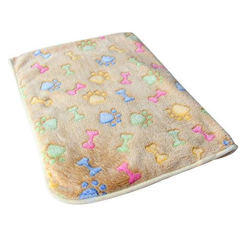 Cozy Paw Print Pet Bed Mat - Soft Fleece Blanket Cushion for Small Animals