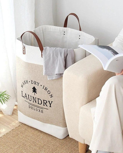 Eco-Conscious Collapsible Laundry Hamper with Imitation Hemp Material