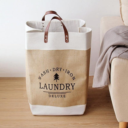 Eco-Conscious Collapsible Laundry Hamper with Imitation Hemp Material
