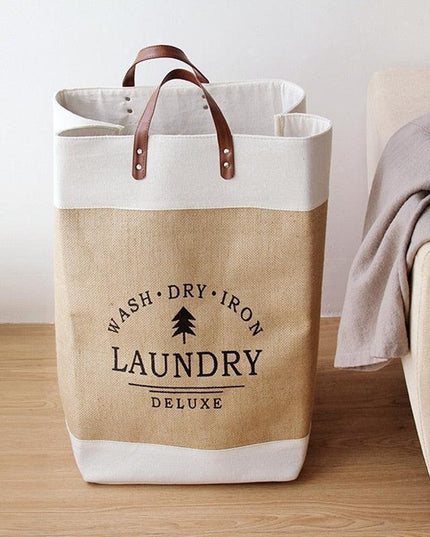 Eco-Conscious Collapsible Laundry Hamper with Imitation Hemp Material