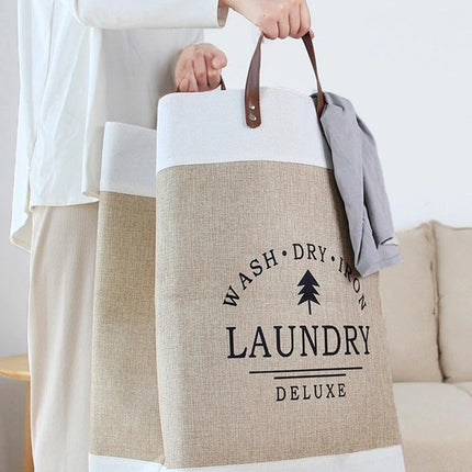 Eco-Conscious Collapsible Laundry Hamper with Imitation Hemp Material