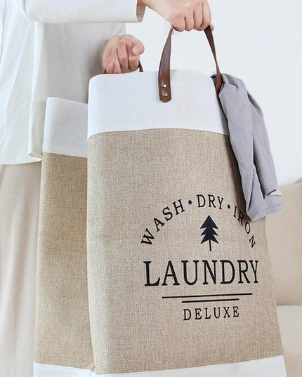 Eco-Conscious Collapsible Laundry Hamper with Imitation Hemp Material