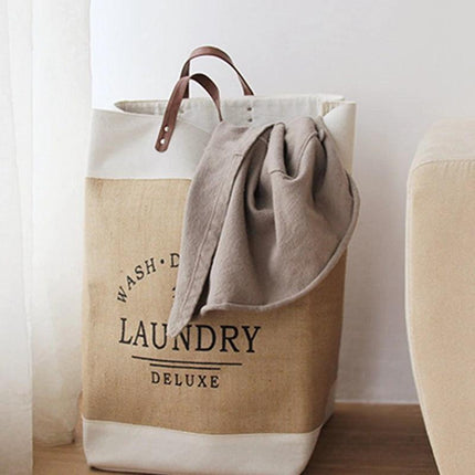 Eco-Conscious Collapsible Laundry Hamper with Imitation Hemp Material
