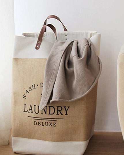 Eco-Conscious Collapsible Laundry Hamper with Imitation Hemp Material