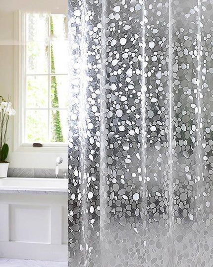 Modern Eco-Friendly Cobblestone Geometric Shower Curtain Set - Stylish Bathroom Essential