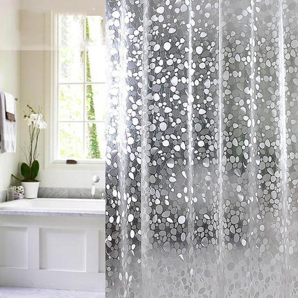 Contemporary Floral Cobblestone PVC Shower Curtain Set