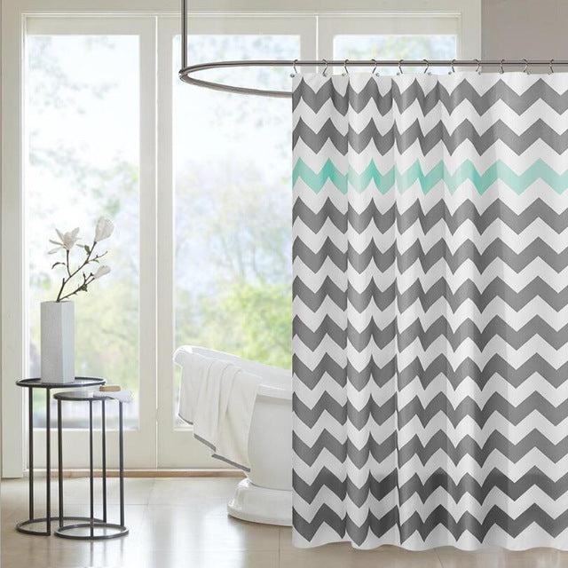Unique Printed Waterproof Shower Curtain with Buttonholes