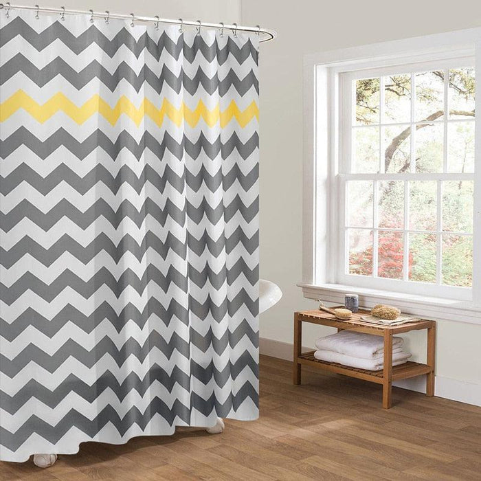 Unique Printed Waterproof Shower Curtain with Buttonholes