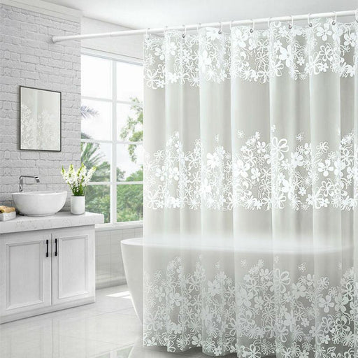 Floral Print Waterproof Polyester Shower Curtain