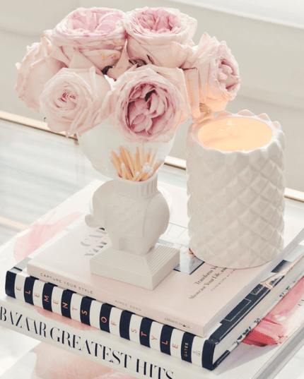 Elegant Floral Oasis - White Pineapple Wildflower Candle