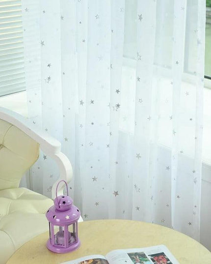 Whimsical White Star Tulle Curtains - Infuse Your Home with Contemporary Elegance