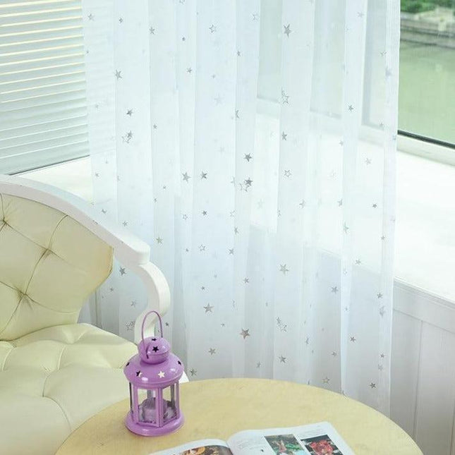 Whimsical White Star Tulle Curtains - Infuse Your Home with Contemporary Elegance