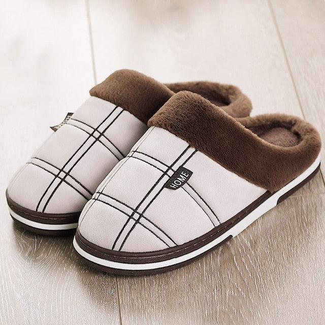 Warm Checkered Indoor Slippers for Winter Comfort
