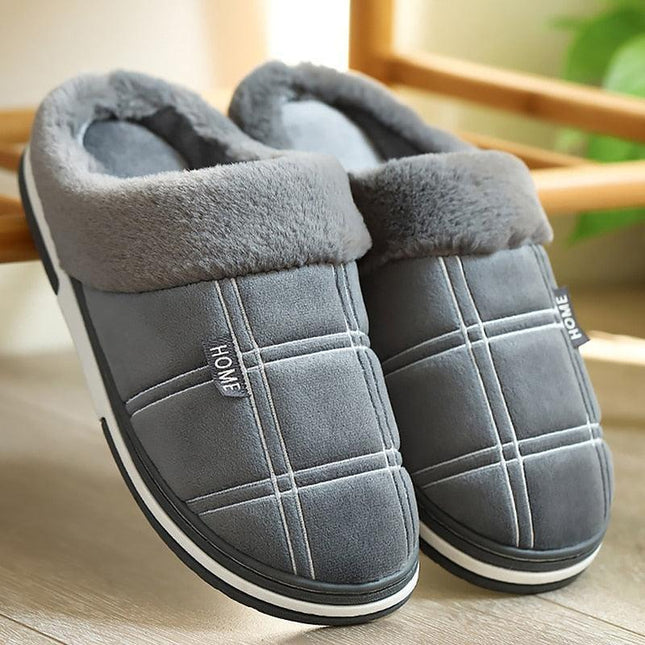 Cozy Plaid Fleece Slippers for Indoor Comfort