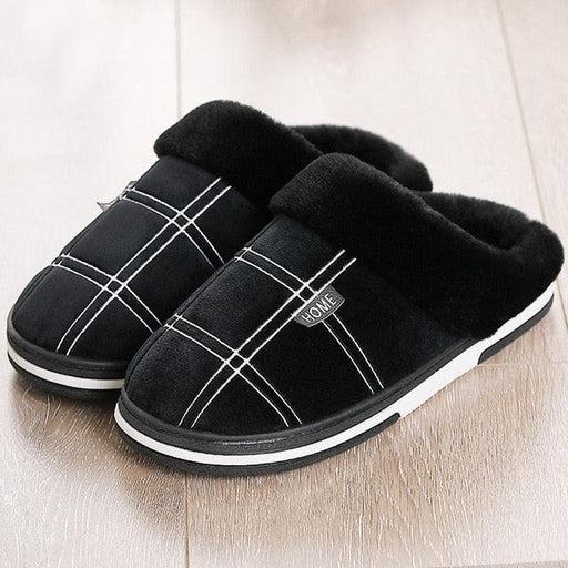 Cozy Winter Checkered Flock Low-Heel House Slippers