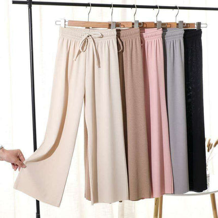 Stylish Summer Knit Wide-Leg Trousers - Women's Comfort Collection