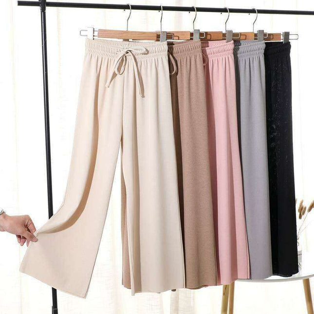 Stylish Summer Knit Wide-Leg Trousers - Women's Comfort Collection
