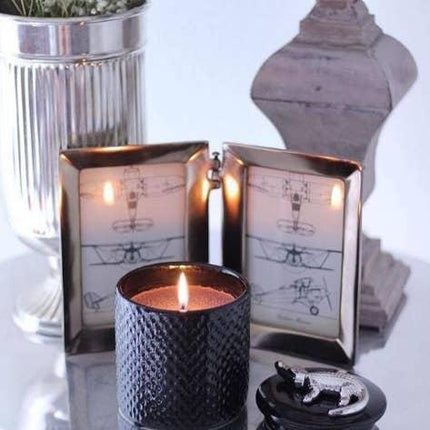Opulent Silver Crocodile Wood Charnel Candle - Elegant Aroma with Gold Crocodile Detail by Thompson Ferrier