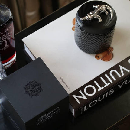 Opulent Silver Crocodile Wood Charnel Candle - Elegant Aroma with Gold Crocodile Detail by Thompson Ferrier