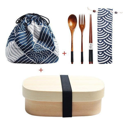 Eco-Friendly Japanese Wooden Bento Box for Kids - Stylish, Leakproof Design