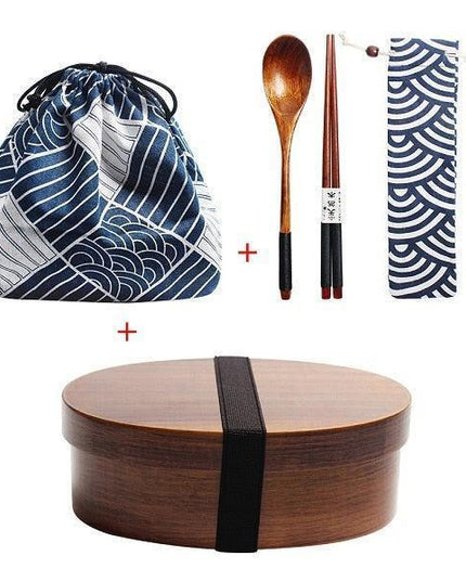 Eco-Conscious Japanese Wooden Bento Box Lunch Kit for Kids with Leakproof Design and Utensils