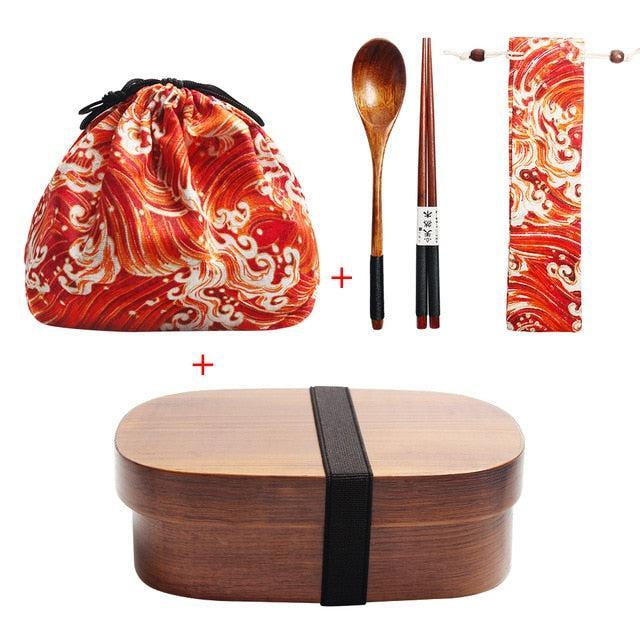 Japanese Wooden Bento Lunch Box Set for Eco-Conscious Kids