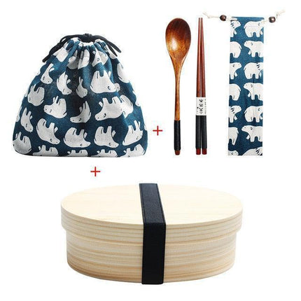 Eco-Friendly Japanese Wooden Bento Box for Kids - Stylish, Leakproof Design