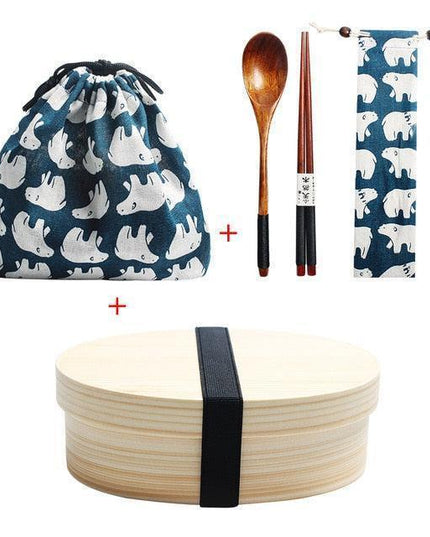 Eco-Conscious Japanese Wooden Bento Box Lunch Kit for Kids with Leakproof Design and Utensils