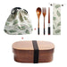 Japanese Oval Wooden Lunch Box Set with Leakproof Design and Accessories for Kids