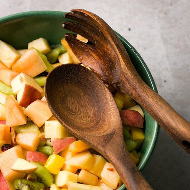 Elegant Acacia Wood Salad Serving Spoon