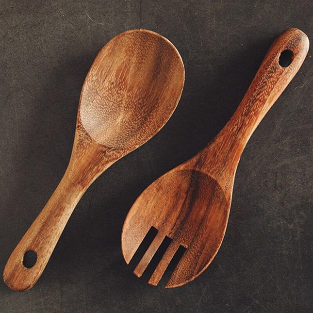 Elegant Acacia Wood Salad Serving Spoon
