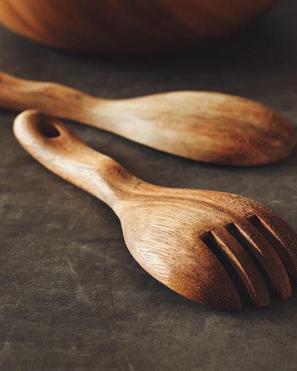 Elegant Acacia Wood Salad Serving Spoon