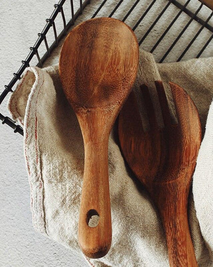 Elegant Acacia Wood Salad Serving Spoon