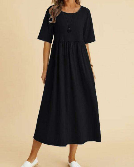 Relaxed Fit Drop Shoulder Midi Dress for Effortless Style