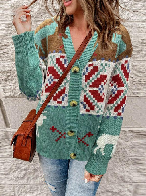 Christmas Chic Women's Polyester Knit Cardigan Jacket